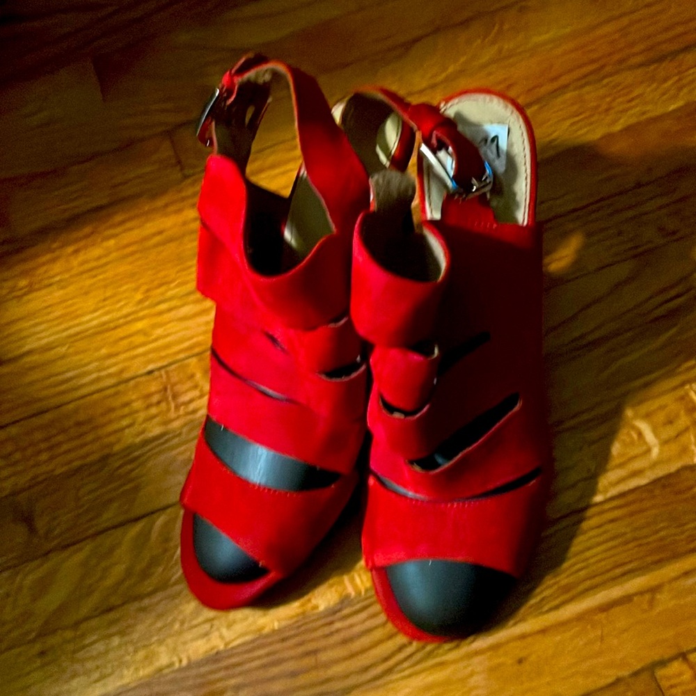 ISola red straps sling back heels